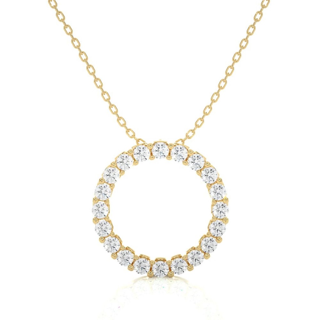 Round Diamond Eternity Circle Diamond Pendant For Women