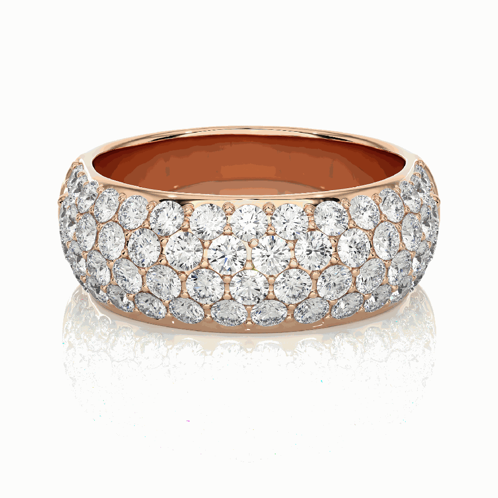 Round Cut Pave Set Diamond Wedding Band For Women