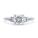 Princess And Pear Cut Three Stone Lab Diamond Engagement Ring In White Gold