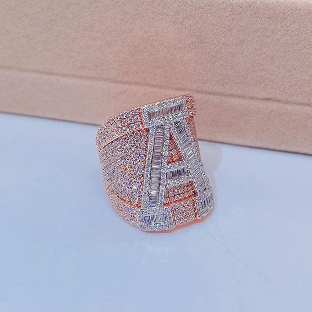 Round And Baguette Diamond Hip Hop Ring For Women