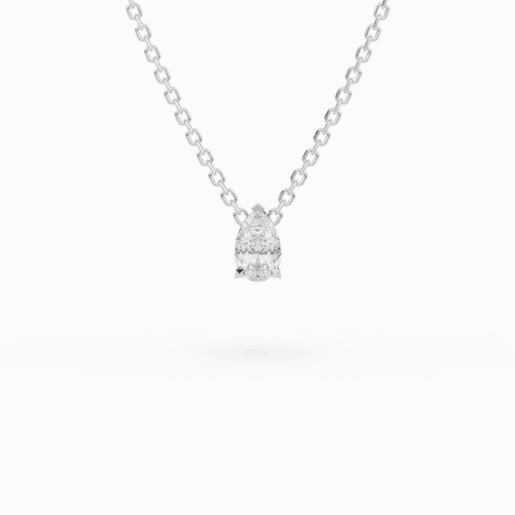 2 Ct Pear Shaped Prong Set Solitaire Lab Diamond Pendant In White Gold