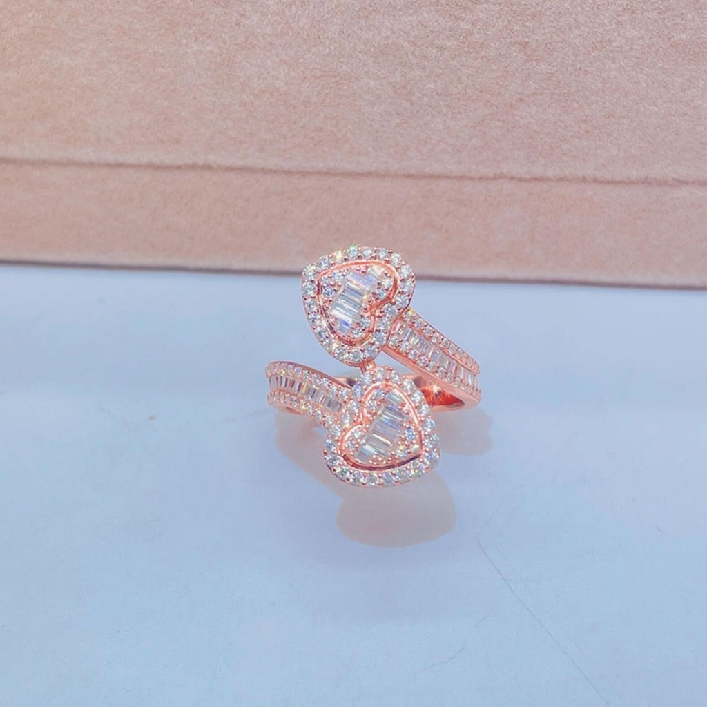 Round And Baguette Diamond Hip Hop Style Ring For Women