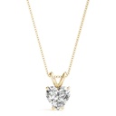 2 Carat Heart Shaped 4 Prong Set Solitaire Lab Diamond Pendant in Yellow Gold