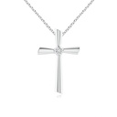  Round Shape Bezel Set Diamond Cross Pendent In White Gold