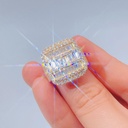 Round And Baguette Diamond Hip Hop Style Ring For Women