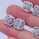 Round And Baguette Diamond Stud Earrings For Women