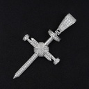 Men's Moissanite Nail Cross Pendant Silver White Gold Plated Hip Hop Jewelry