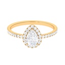 Teardrop Engagement Ring for Women - Pear Shape Moissanite Halo,18K Yellow Gold