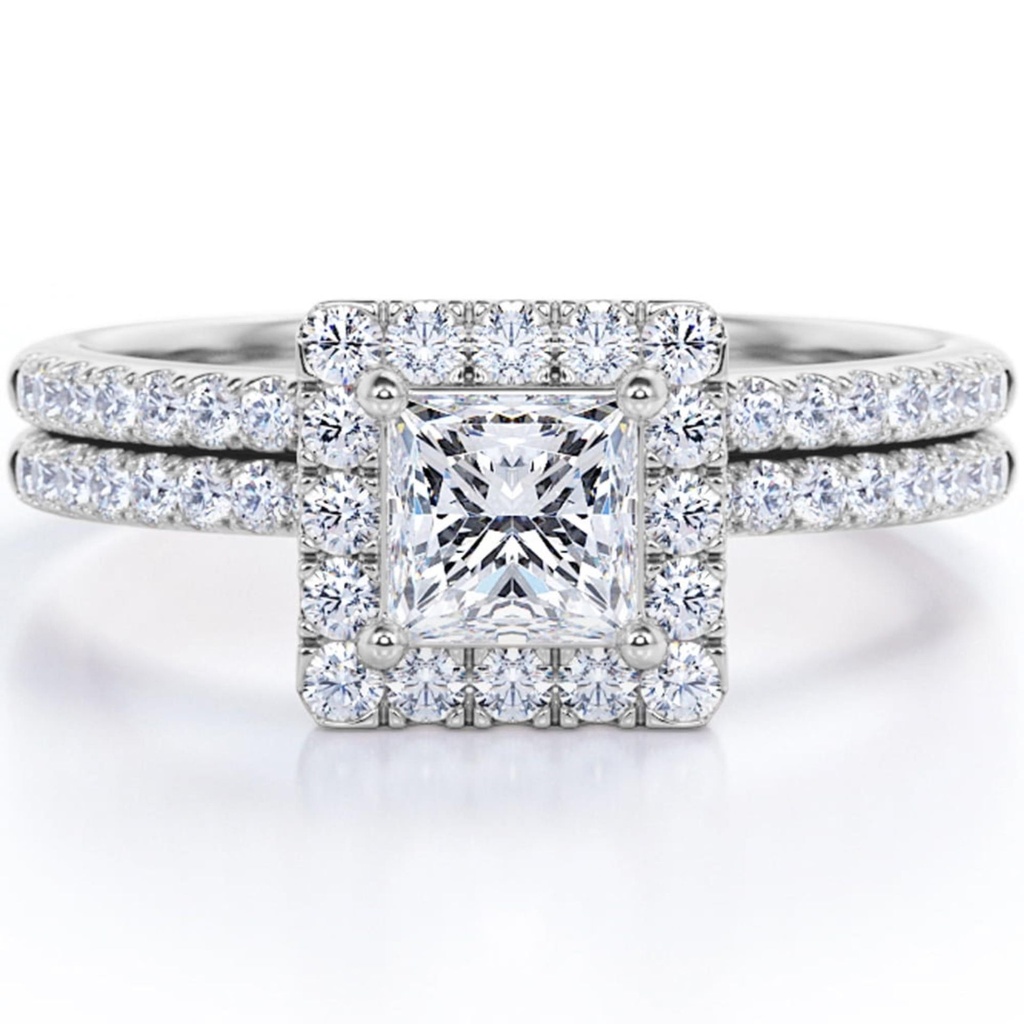  Princess cut Moissanite Solitaire Engagement Ring in 10k White Gold