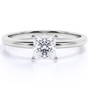 Princess Cut solitaire Moissanite Engagement Ring in 18k White Gold Over Silver