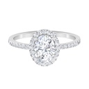 Classic Oval Moissanite Engagement Ring with Halo, 10K White Gold