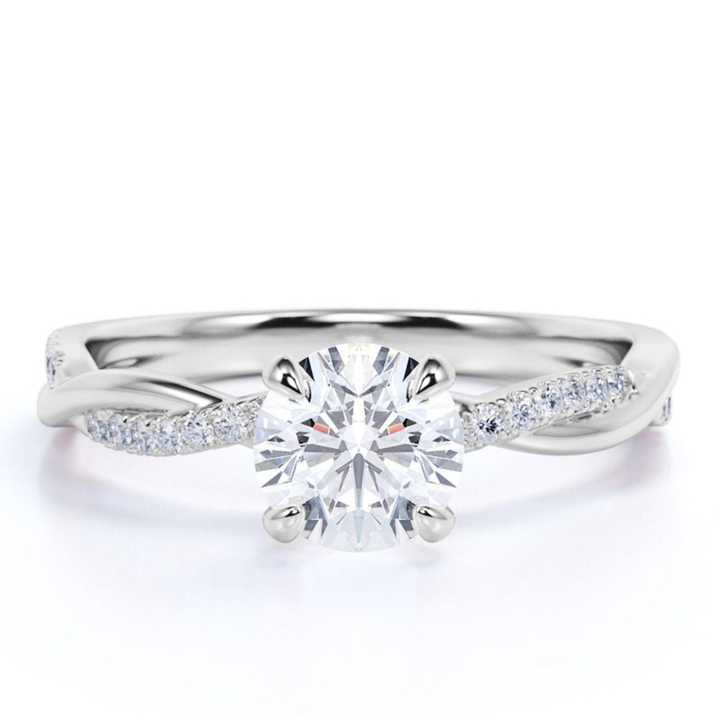  Round cut Moissanite and Diamond infinity multi-stone Engagement Ring in 10k White Gold