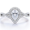  Milgrain Halo Pear Cut Moissanite Infinity Twisted Shank Pave Engagement Ring In 18K White Gold Plating Over Silver