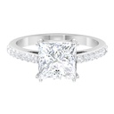 Moissanite Solitaire Engagement Ring for Women (8 mm Princess Cut Moissanite, D-VS1 Quality, Rose Jewels), 10K White Gold