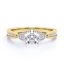  Round Moissanite - Cluster - Tapered Band - Engagement Ring with Pave Accents - 18K Yellow Gold over Silver