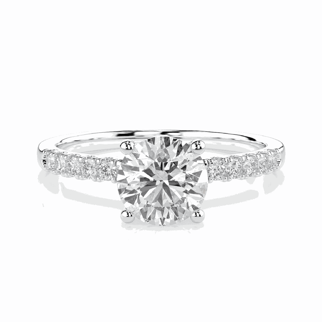 Women's Moissanite Engagement Ring in 18k White Plated Silver 