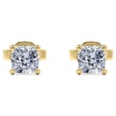 Cushion Cut Moissanite 4 Prong Solitaire Stud Earrings In 18K Yellow Gold Plating Over Silver