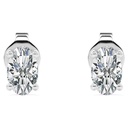  4 Prong Oval Cut Moissanite Solitaire Stud Earrings In 18K White Gold Plating Over Silver