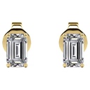 Emerald Cut Moissanite Solitaire Stud Earrings In 18K Yellow Gold Plating Over Silver