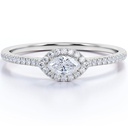  Marquise Cut Moissanite - Halo Cluster Engagement Ring - 18K White Gold Plating Over Silver