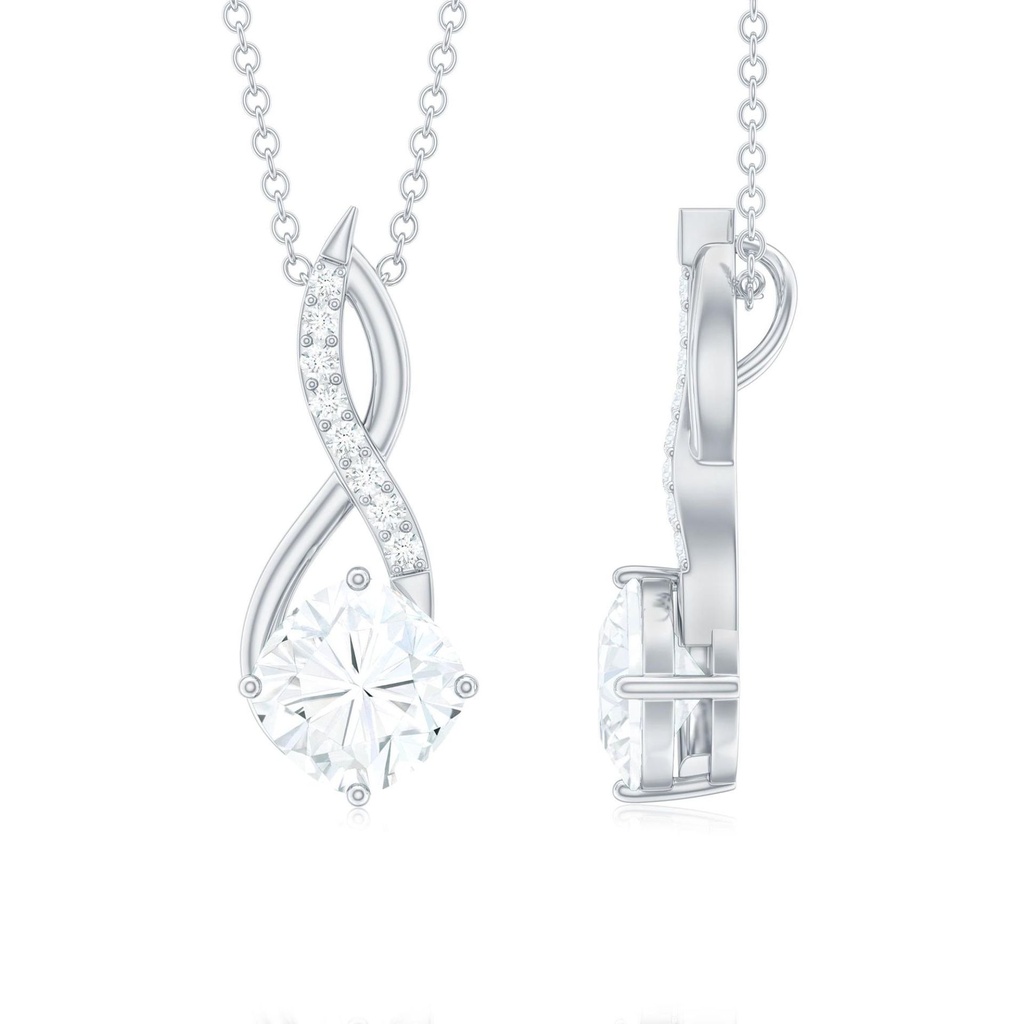 Infinity Pendant Necklace with Certified Moissanite for Women - 8 mm, 925 Sterling Silver
