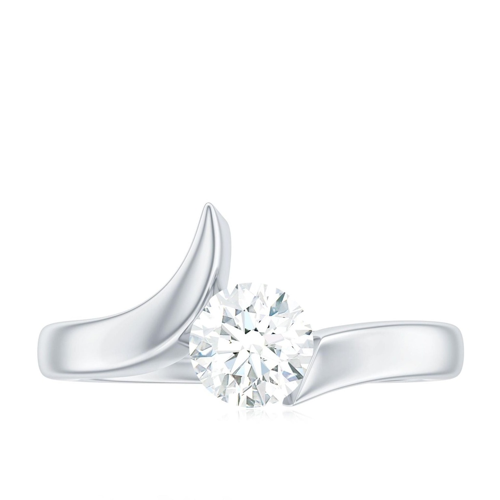 Round Cut Solitaire \ Bypass Engagement Ring \\ 925 Sterling Silver