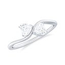 Two Stone Ring for Women - Minimal Moissanite Promise Ring, 925 Sterling Silver