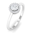 Moissanite Promise Ring for Women, 1/2 Carat Moissanite Floating Halo Ring, 925 Sterling Silver
