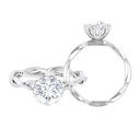 Lotus Basket Set Moissanite Solitaire Engagement Ring with Braided Shank, 925 Sterling Silver