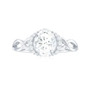 Oval Moissanite Solitaire Engagement Ring with Collar, Infinity Ring for Women, 925 Sterling Silver