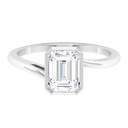 Emerald Cut Solitaire Moissanite Engagement Ring for Women, 925 Sterling Silver