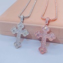  Cross Pendant in Rose & White Gold, Cuban Chain Compatible, Hip Hop Jewelry