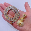 Sterling Silver VVS  Iced Out Money Bag Pendant Hip Hop