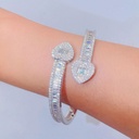 Round And Baguette Diamond Hip Hop Bracelet For Women