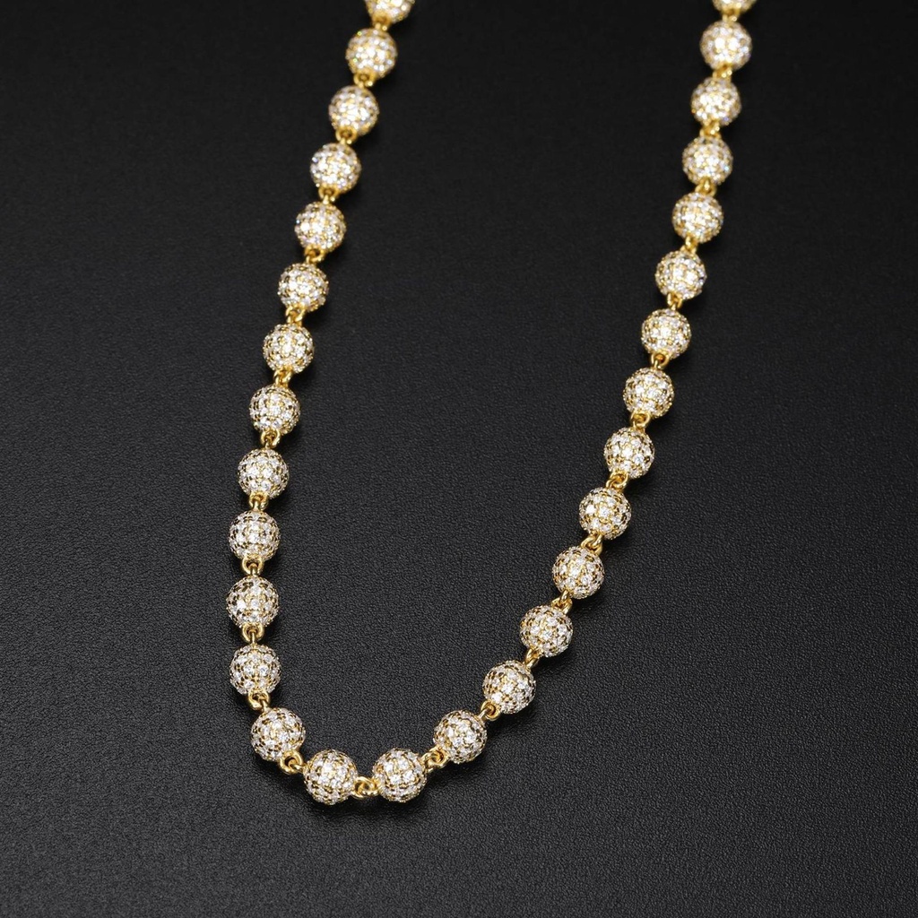 Micro Moissanite Iced Bead Link Chain