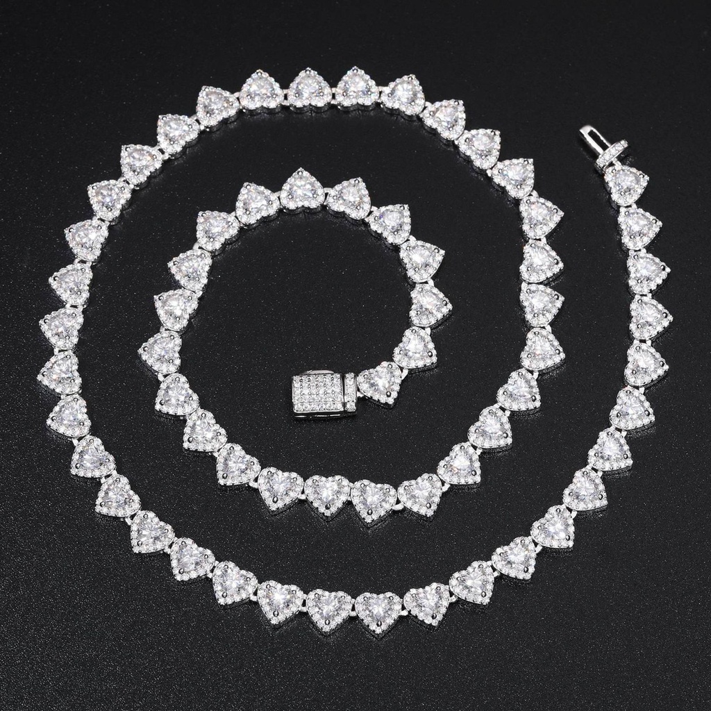 Heart Cut Moissanite Tennis Chain