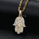 Micro Moissanite Hamsa Hand Pendant