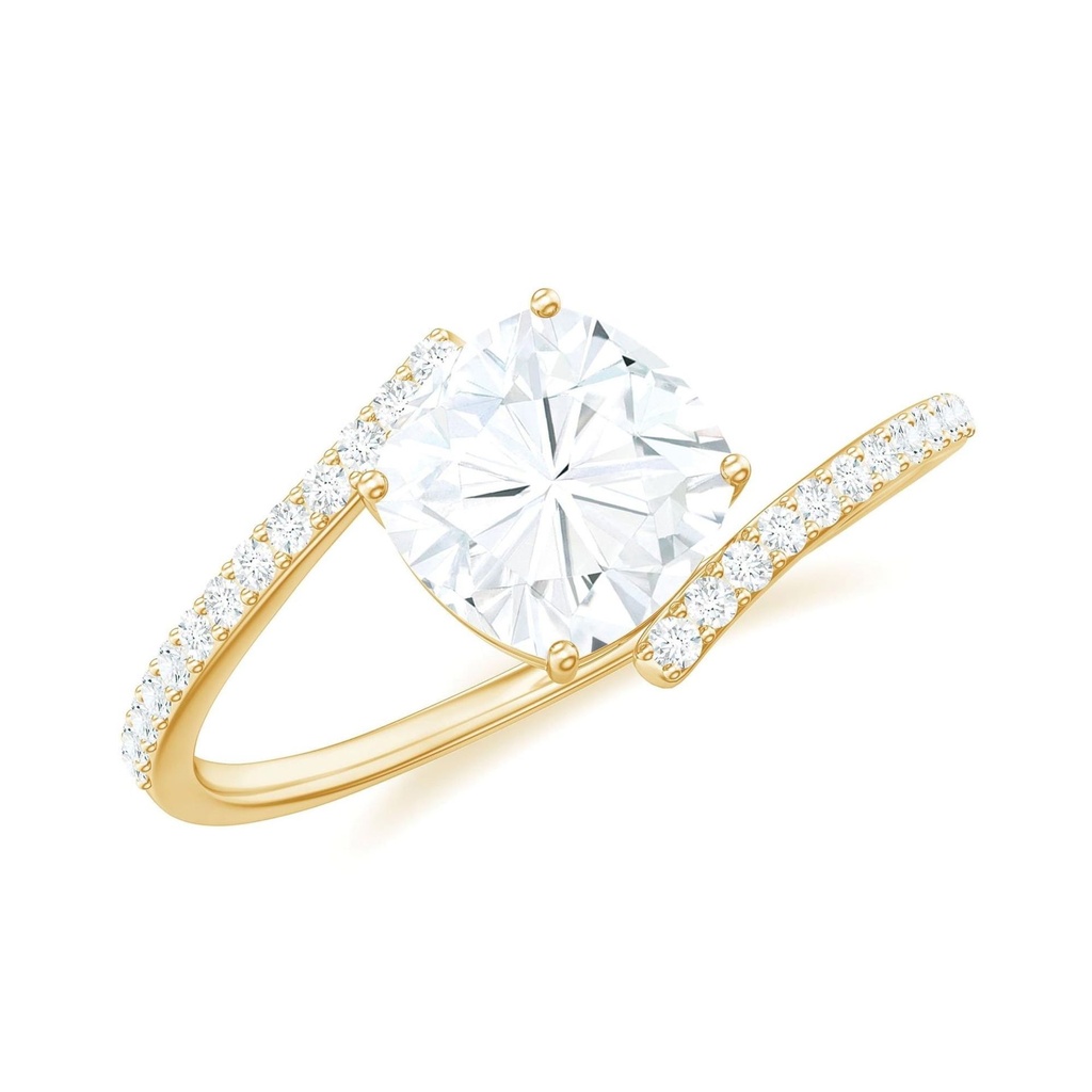 Cushion Cut Solitaire  Bypass Engagement Ring For Women