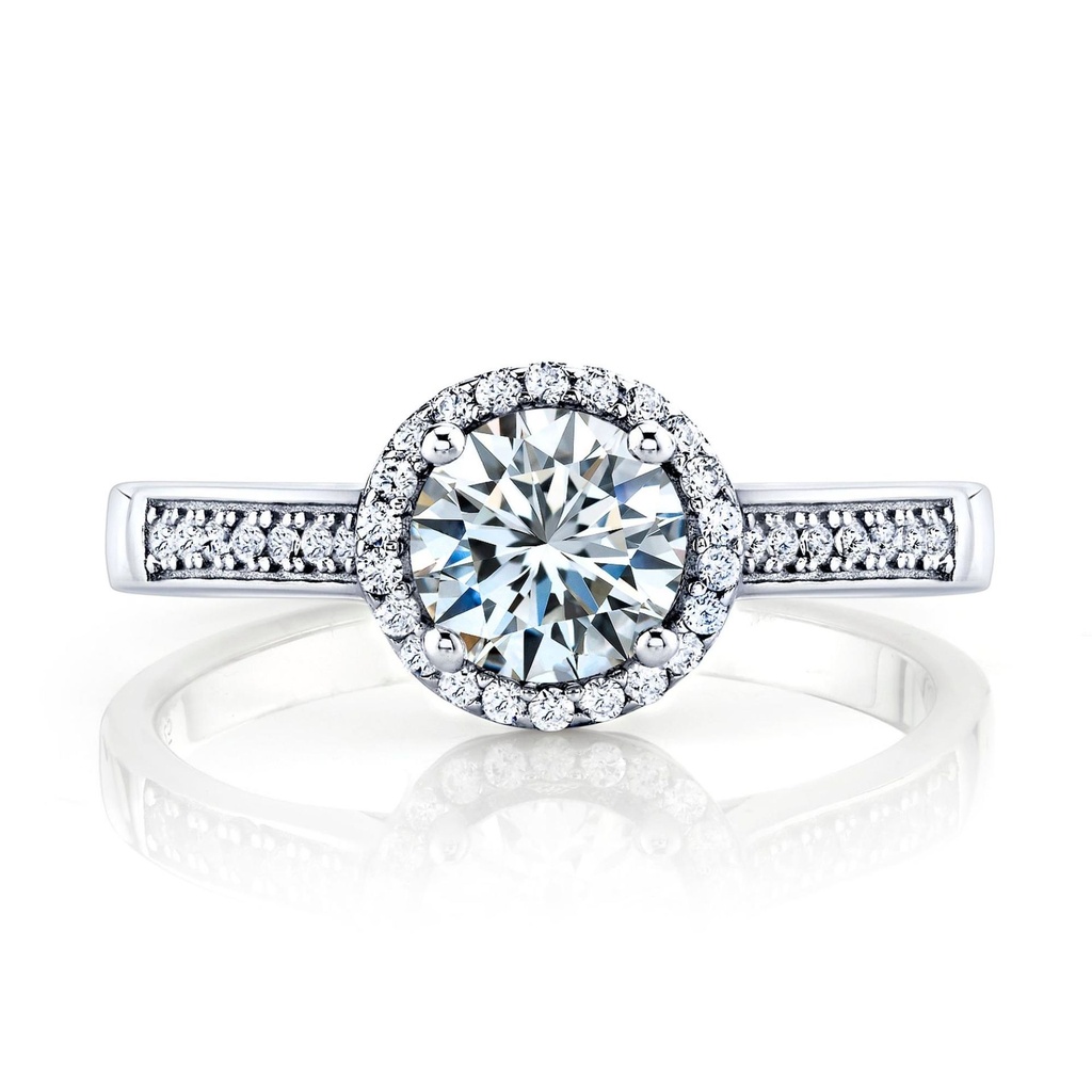 Metal Masters 1 Carat Round Brilliant Sterling Silver 925 Halo Engagement Ring