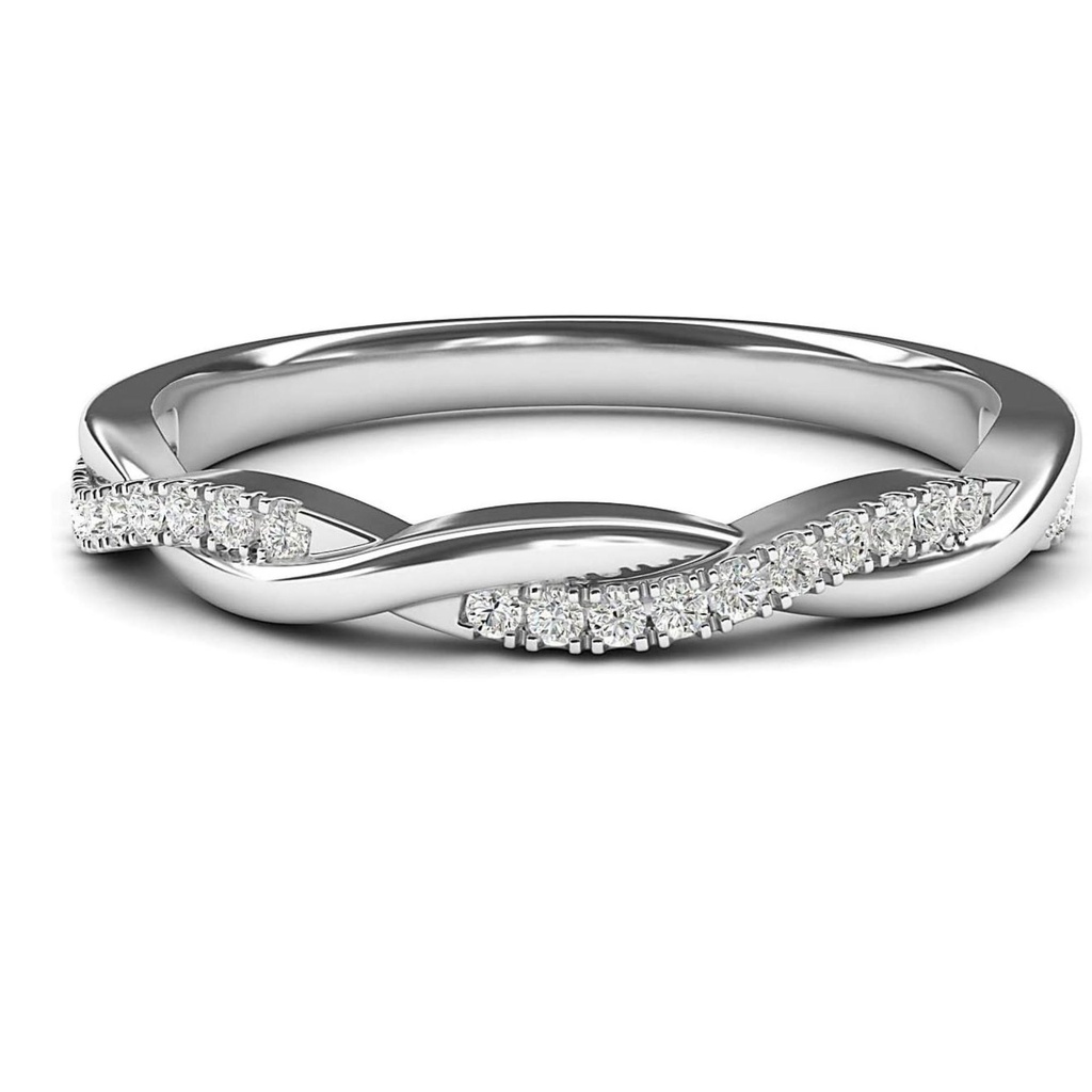  Sterling Silver Petite Twisted Vine Moissanite or Simulated Diamond Ring Wedding Band Matching Ring