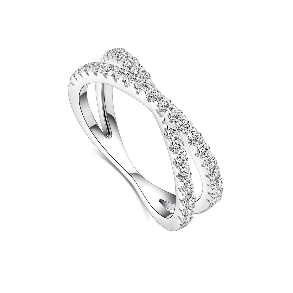  Moissanite Wedding Band, Criss Cross Ring Wedding Bands for Women Sterling Silver Eternity Band Rings for Women Stackable Moissanite Eternity Band Rings for Women 