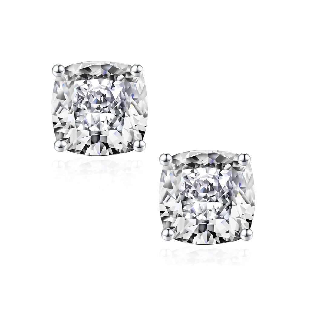  Cushion Cut Moissanite Earrings for Women,VVS1 Clarity Lab Created Diamond Earrings 18K White Yellow Rose Gold Ruthenium Gold Vermeil Moissanite Stud Earrings