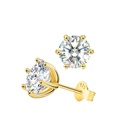  S925 Sterling Silver Moissanite Earrings for Women VVS1 Clarity Excellent Round Cut Lab Grown Diamond Gold/Ruthenium Vermeil Earrings Gifts