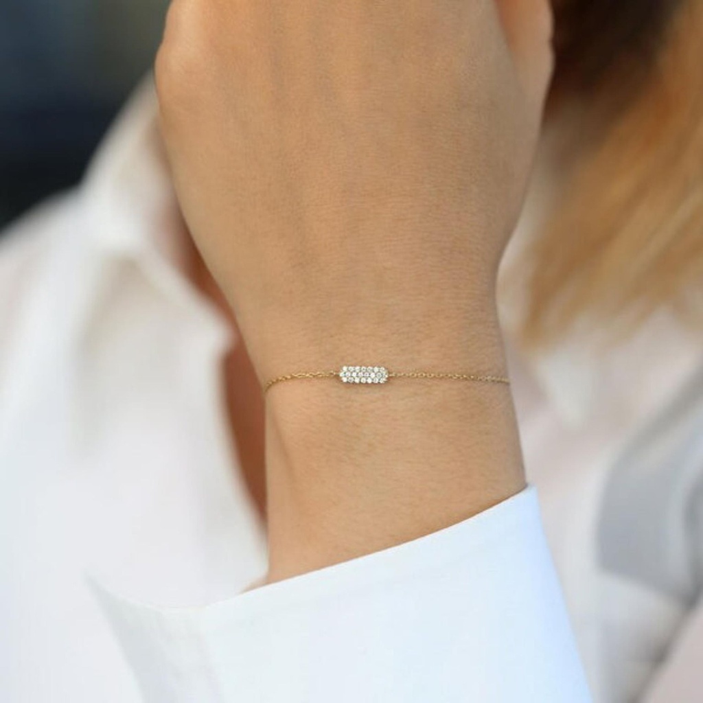  Round Cut Bar Setting Diamond Bracelet In Yellow Gold