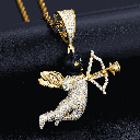 S925 Moissanite Angel Cupid Pendant With Black Masked Arrow Of Eros