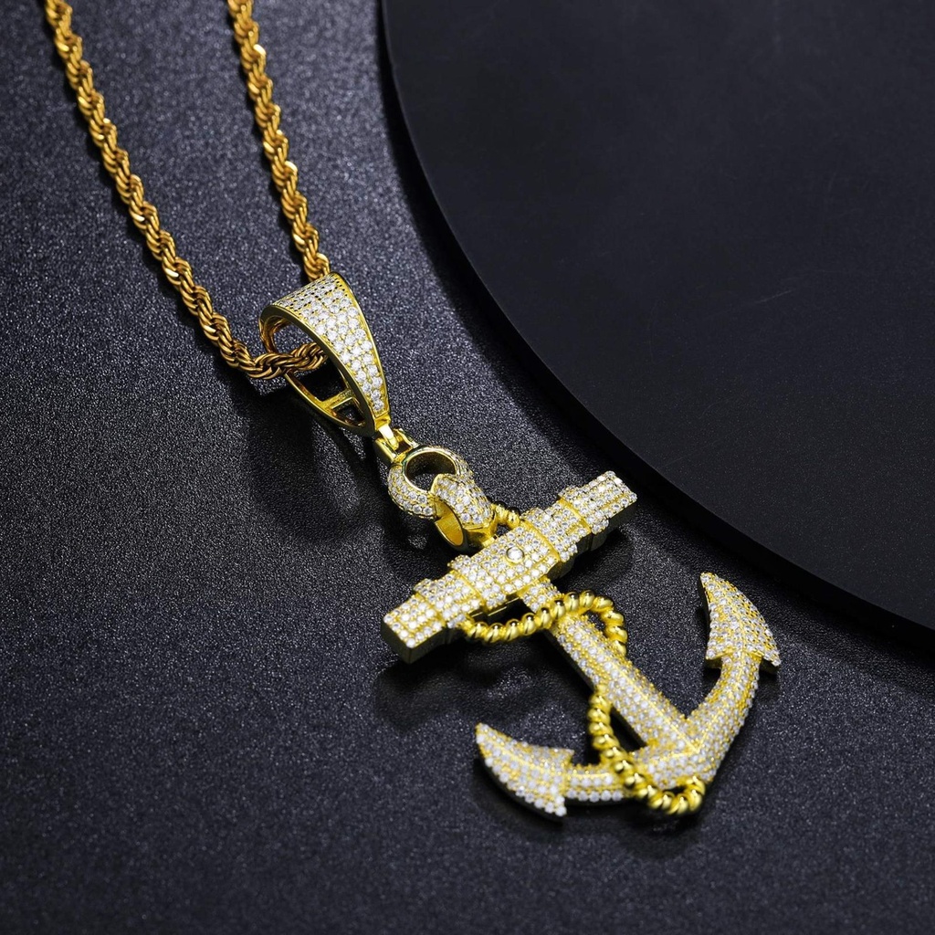 S925 Micro Moissanite Anchor Pendant