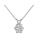 14K White Gold | IGI Certified Lab Grown Diamond 6 Prong Solitaire Diamond Pendant Necklace | Round Shape Pendant With Gold Chain | Friendly Diamonds