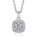 Cushion Moissanite Necklace for Women, Simulated Diamond Pendant for Her 925 Sterling Silver Halo Necklace