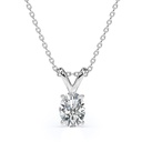 Oval Shape Moissanite - Classic Pendant Necklace - 18K White Gold Plating Over Silver