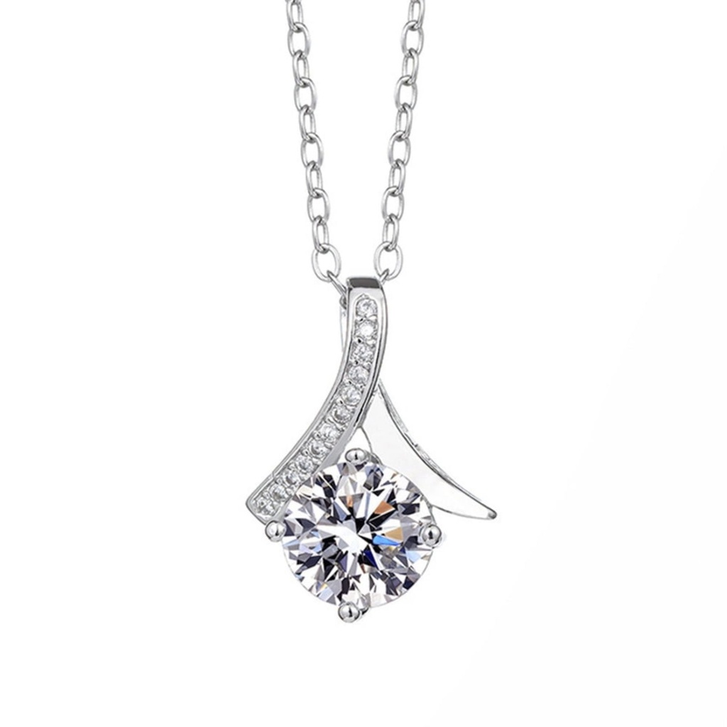 Moissanite Pendant Necklace White Gold Plated Silver Ideal Cut Diamond Necklace for Women